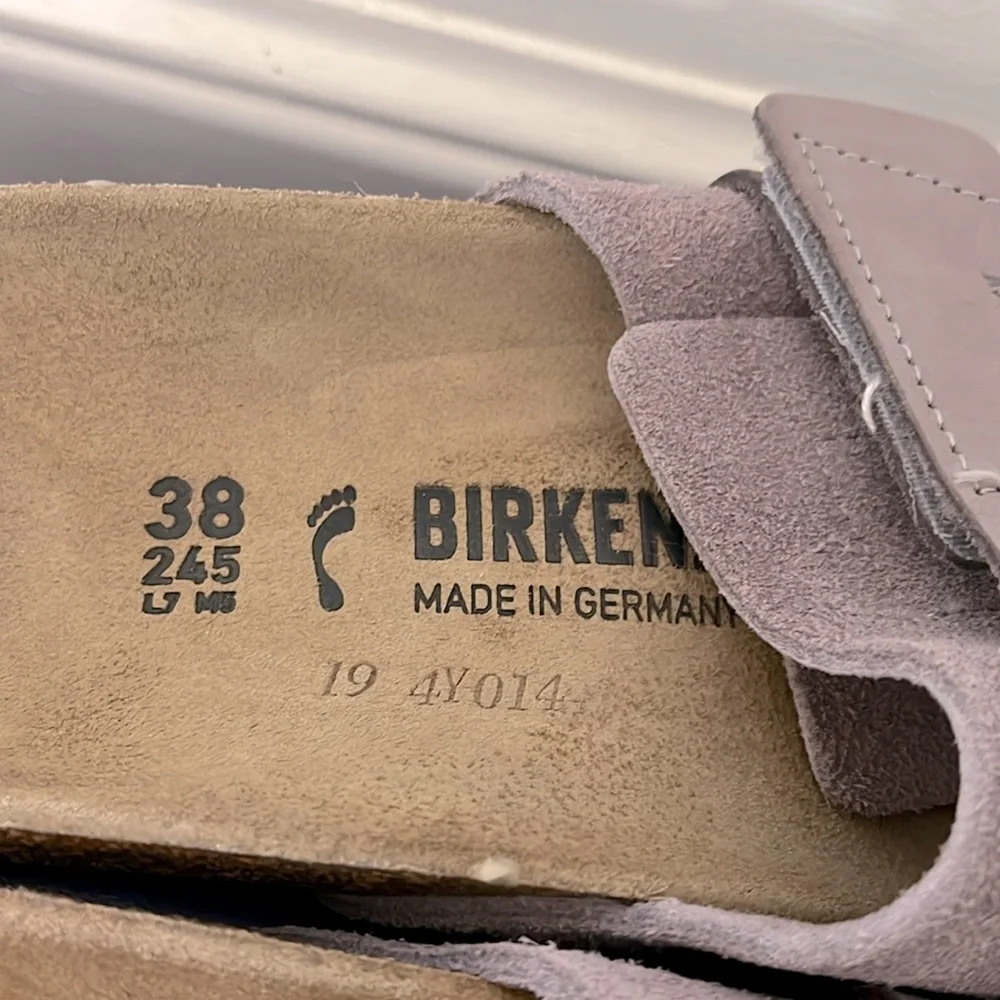 Birkenstock Oita Modern Suede Faded Purple Slide Sandals NEW - Picture 2 of 6